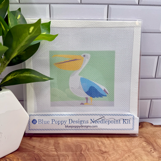 Pelican Needlepoint Kit Embroidery/Cross Stitch Supplies Blue Poppy Designs