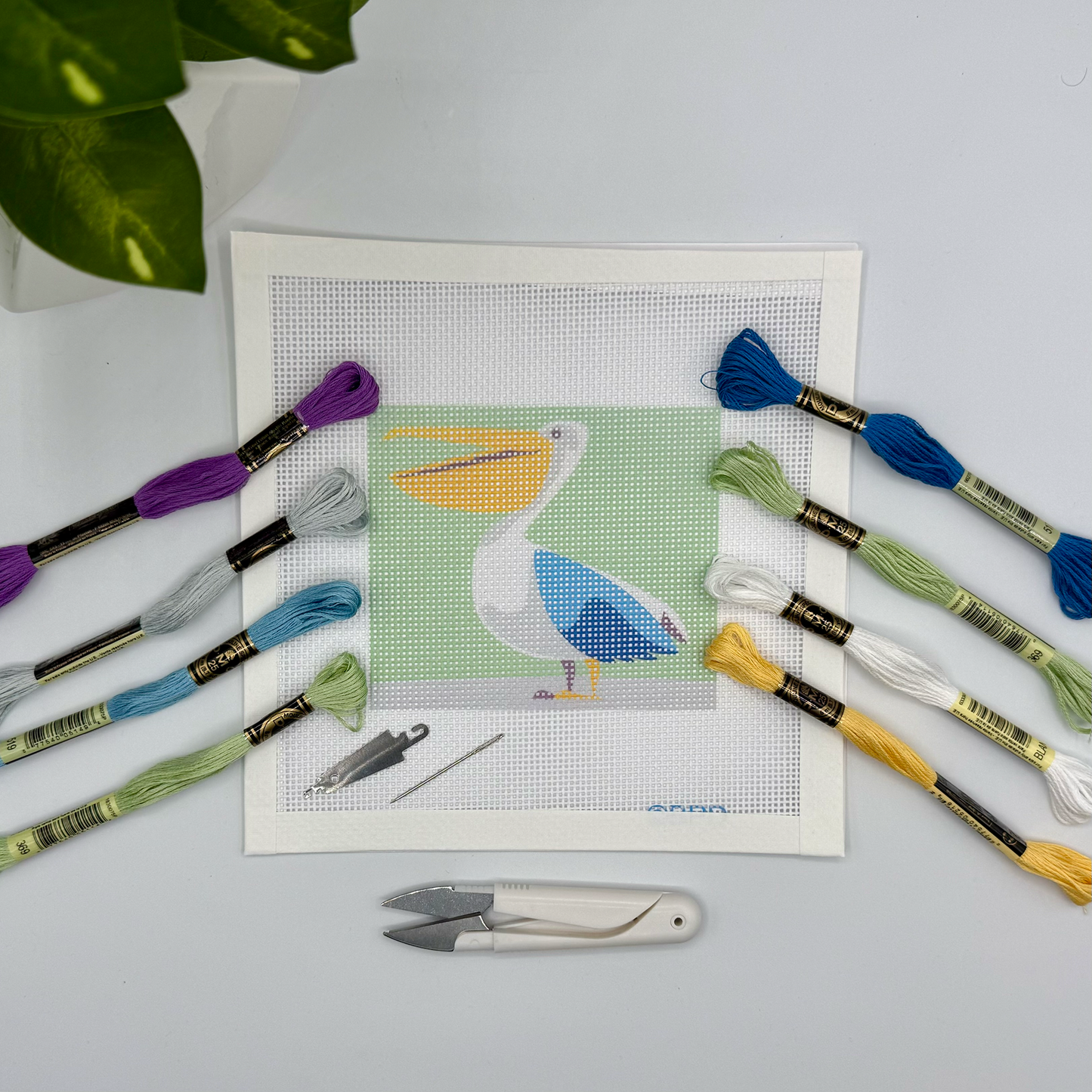 Pelican Needlepoint Kit Embroidery/Cross Stitch Supplies Blue Poppy Designs