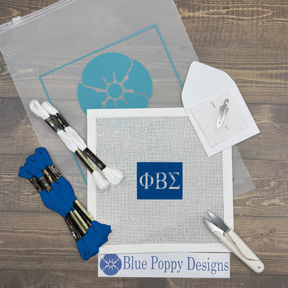 Phi Beta Sigma 2x2 Needlepoint Kit Craft Sewing Kit Blue Poppy Designs
