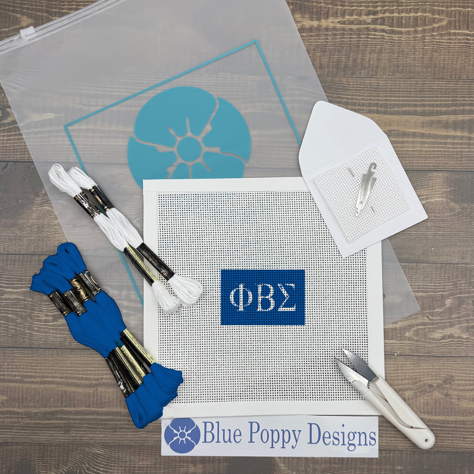 Phi Beta Sigma 3x2 Needlepoint Kit Craft Sewing Kit Blue Poppy Designs