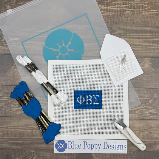 Phi Beta Sigma 3x2 Needlepoint Kit Craft Sewing Kit Blue Poppy Designs