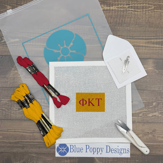 Phi Kappa Tau 3x2 Needlepoint Kit Craft Sewing Kit Blue Poppy Designs