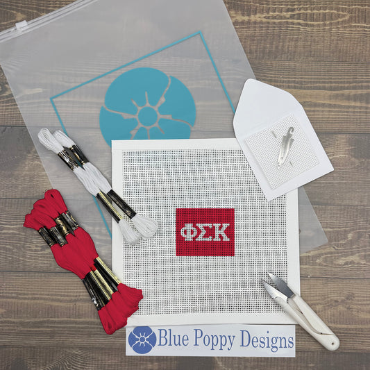 Phi Sigma Kappa 2x2 Needlepoint Kit Craft Sewing Kit Blue Poppy Designs