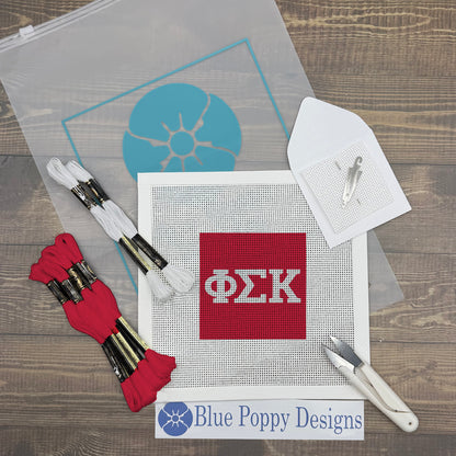 Phi Sigma Kappa 4x4 Needlepoint Kit Craft Sewing Kit Blue Poppy Designs