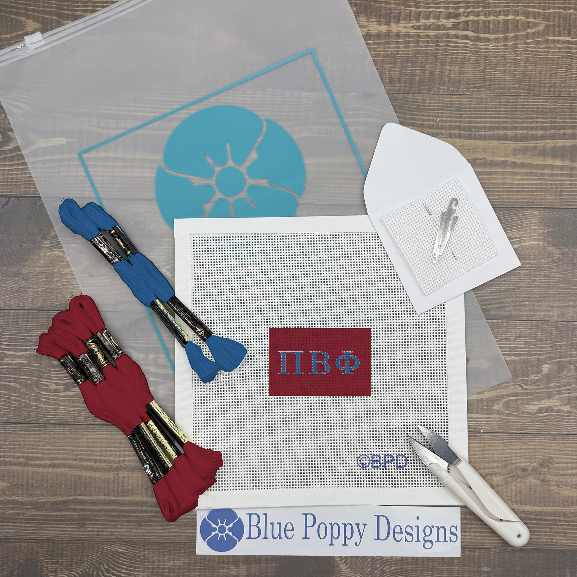 Pi Beta Phi 3x2 Needlepoint Kit Craft Sewing Kit Blue Poppy Designs