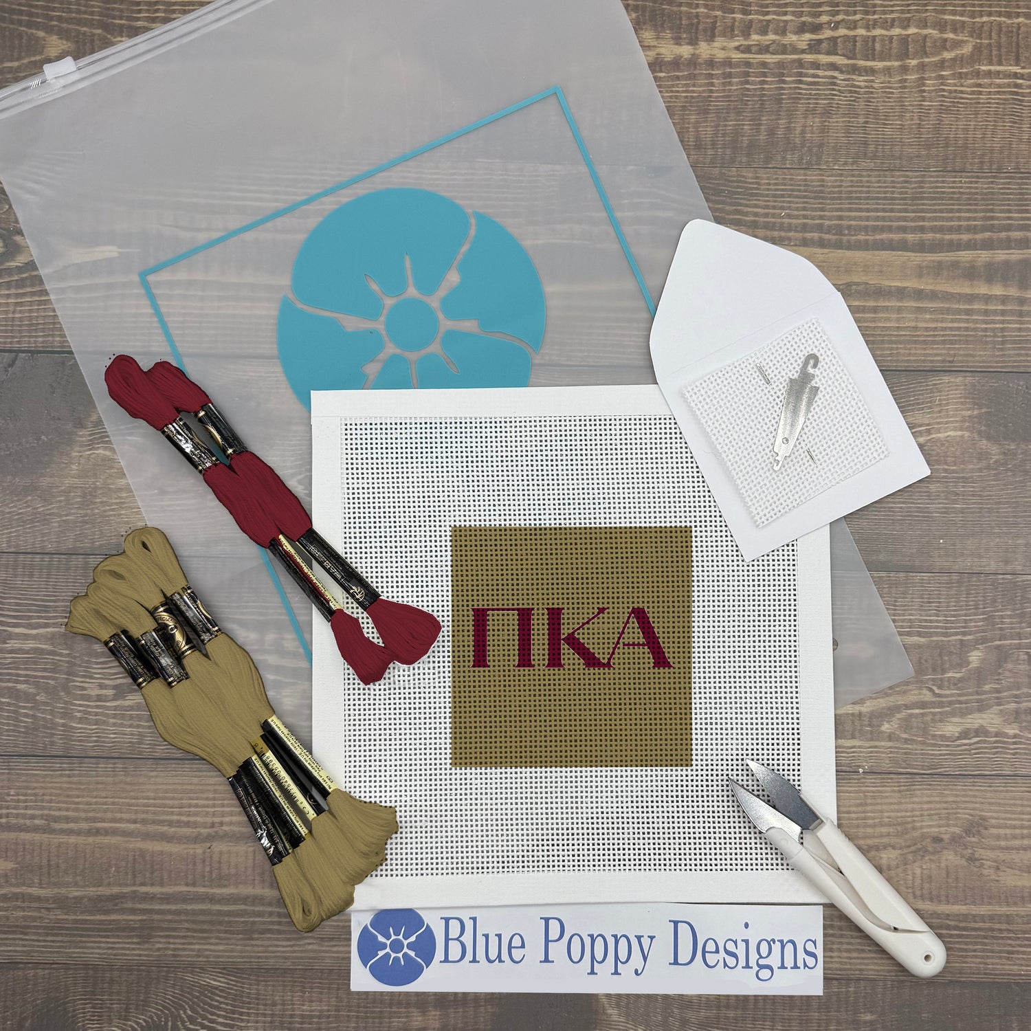 Pi Kappa Alpha 4x4 Needlepoint Kit Craft Sewing Kit Blue Poppy Designs