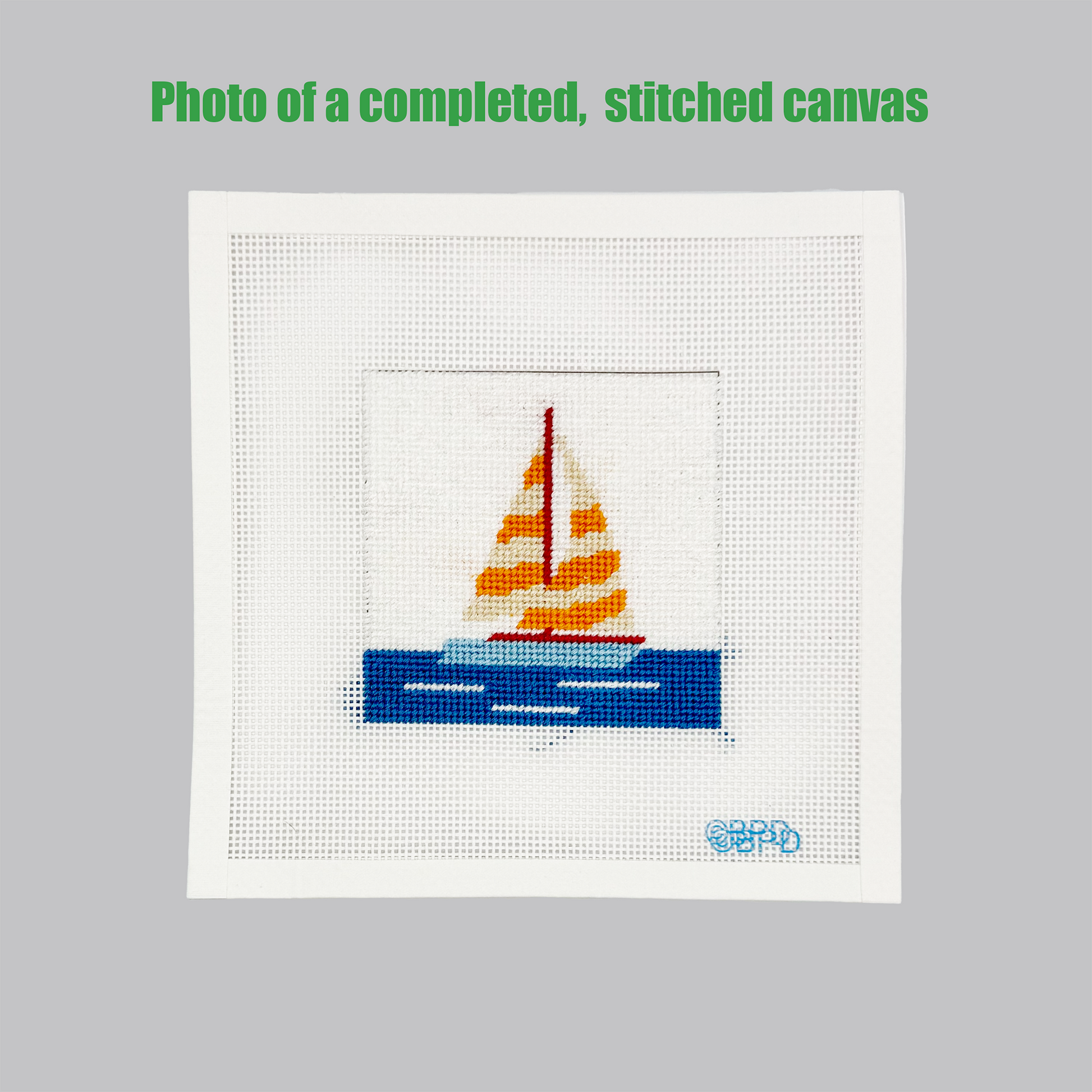 Sailboat Needlepoint Kit Embroidery/Cross Stitch Supplies Blue Poppy Designs