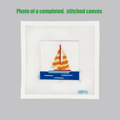 Sailboat Needlepoint Kit Embroidery/Cross Stitch Supplies Blue Poppy Designs