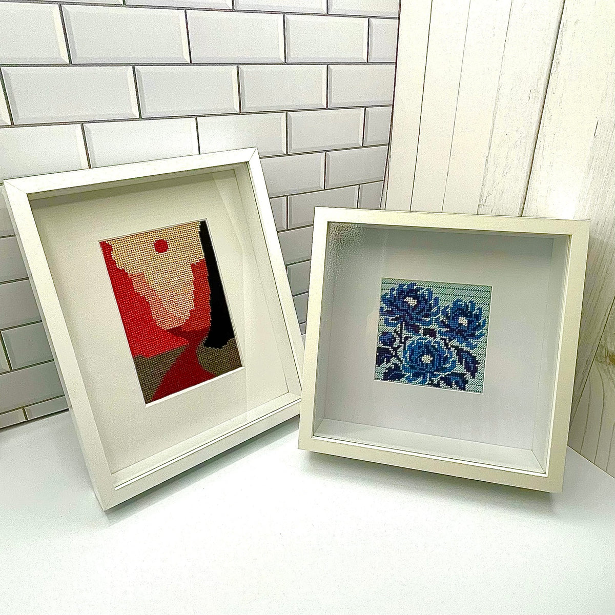 Shadowbox Frame for the 4" x 6" Needlepoint kit Blue Poppy Designs