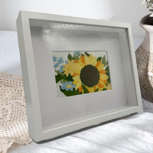 Self finishing Shadowbox Frame (real Glass) for the 4" x 6" Needlepoint kit Blue Poppy Designs