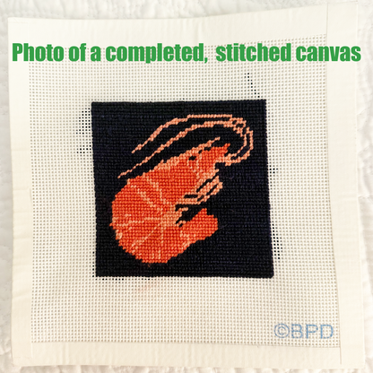 Shrimp on Dark Blue Needlepoint Design Needlepoint Kit Blue Poppy Designs