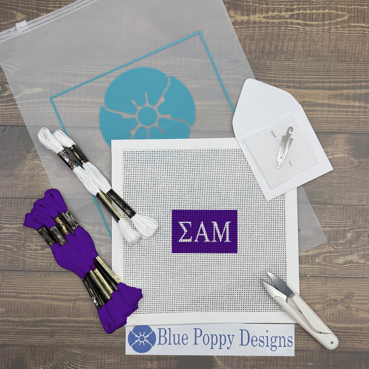 Sigma Alpha Mu 3x2 Needlepoint Kit Craft Sewing Kit Blue Poppy Designs