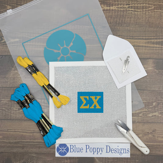 Sigma Chi 2x2 Needlepoint Kit Craft Sewing Kit Blue Poppy Designs