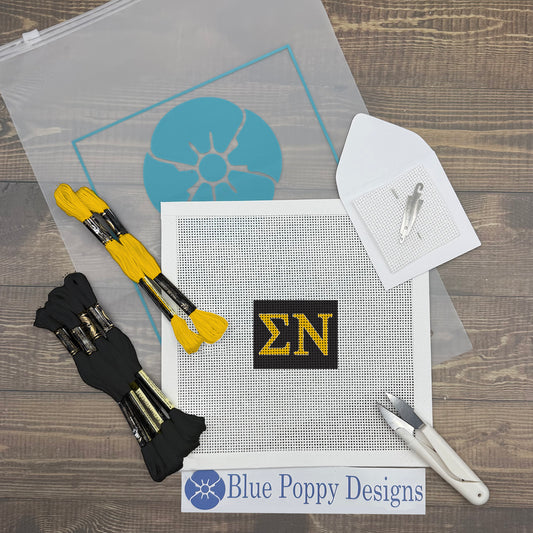 Sigma Nu 2x2 Needlepoint Kit Craft Sewing Kit Blue Poppy Designs