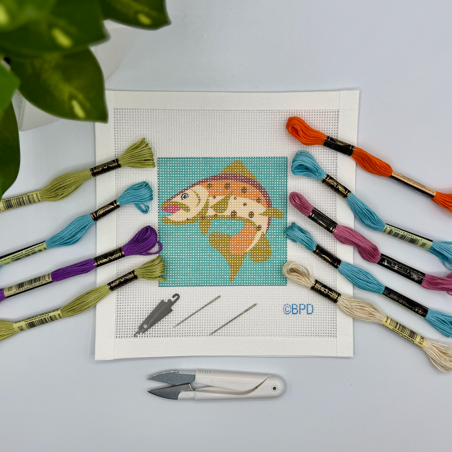 Trout Needlepoint Kit (Trout #1) needlepoint Blue Poppy Designs