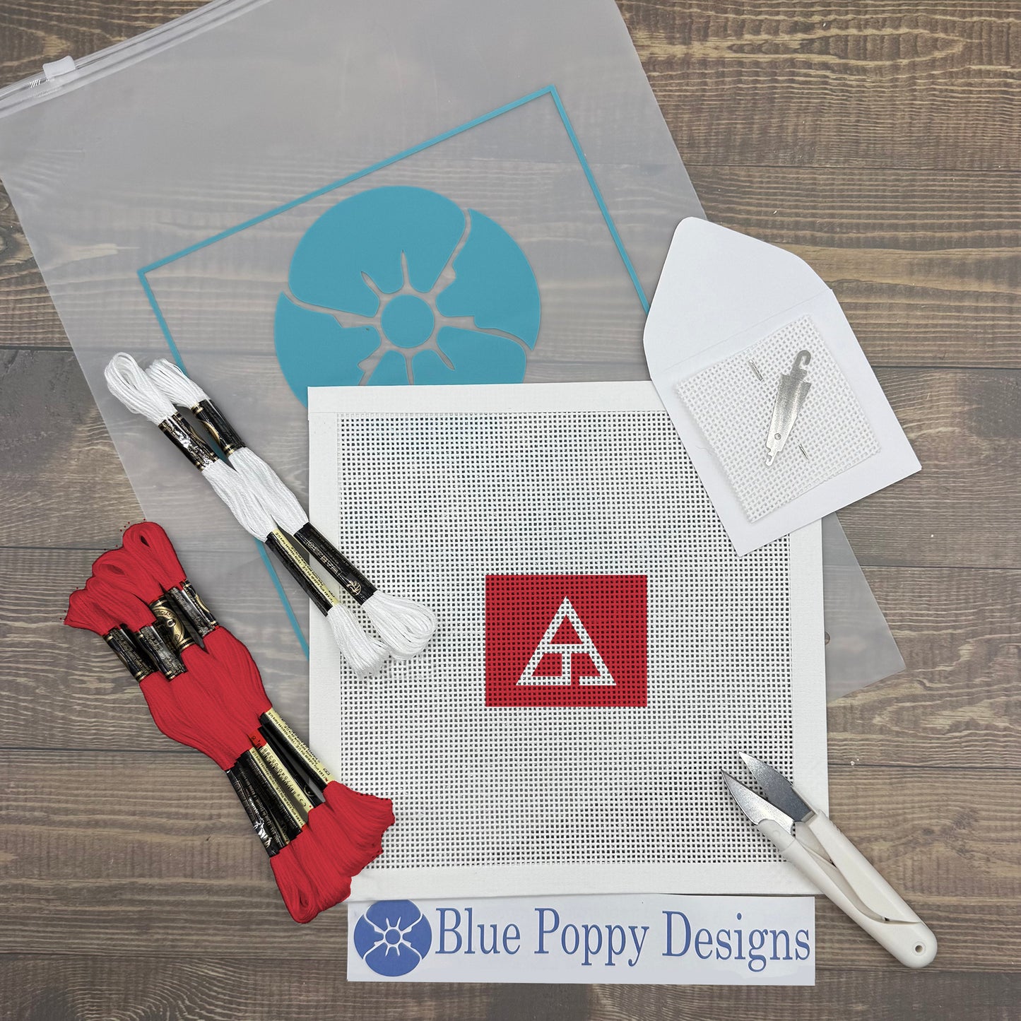 Triangle Fraternity 2x2 Needlepoint Kit Craft Sewing Kit Blue Poppy Designs