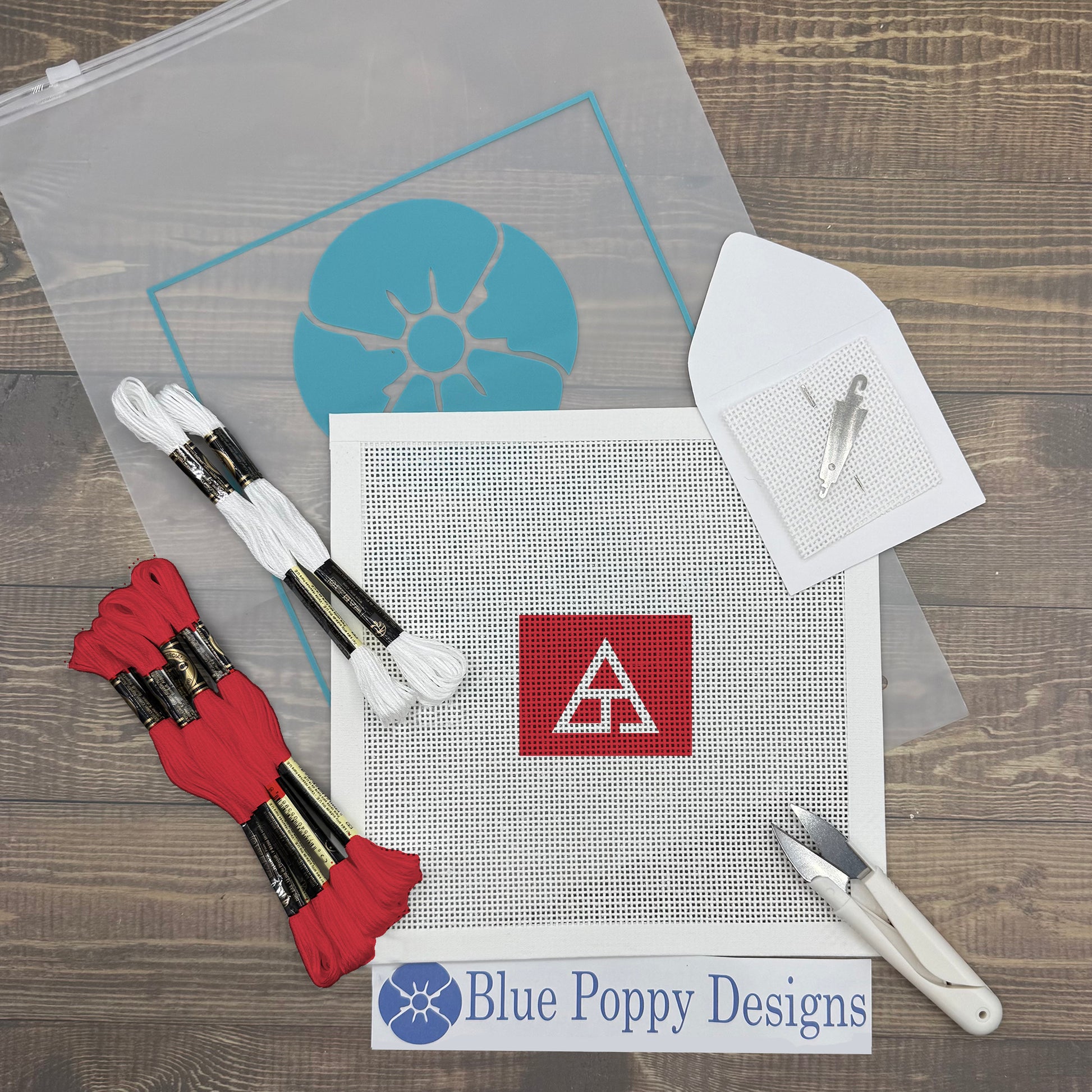 Triangle Fraternity 2x2 Needlepoint Kit Craft Sewing Kit Blue Poppy Designs