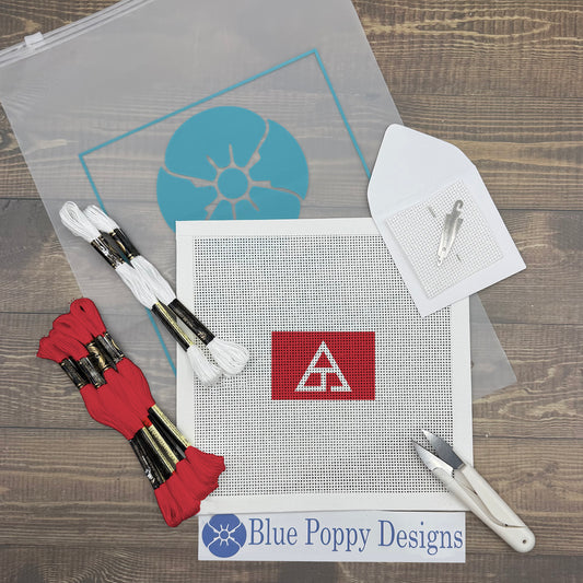 Triangle Fraternity 3x2 Needlepoint Kit Craft Sewing Kit Blue Poppy Designs