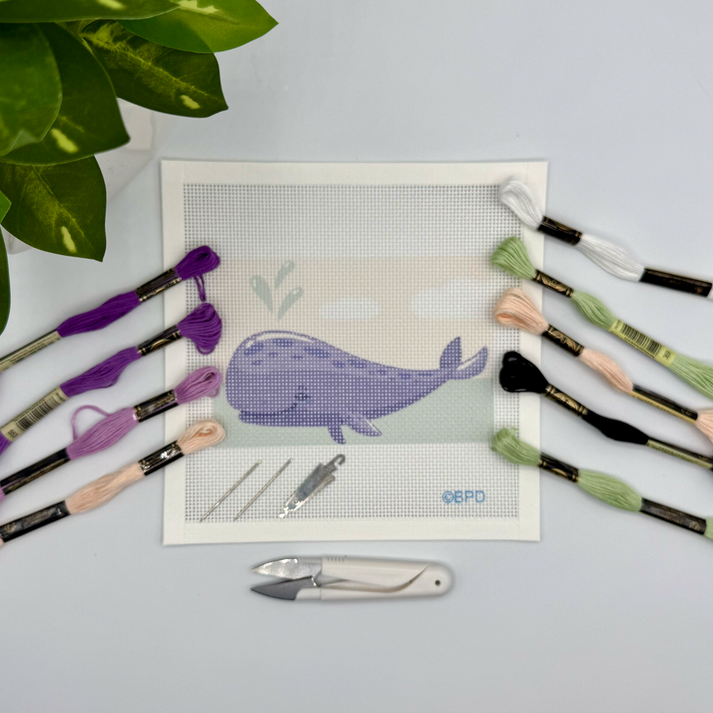 Purple Whale Needlepoint Kit needlepoint Blue Poppy Designs