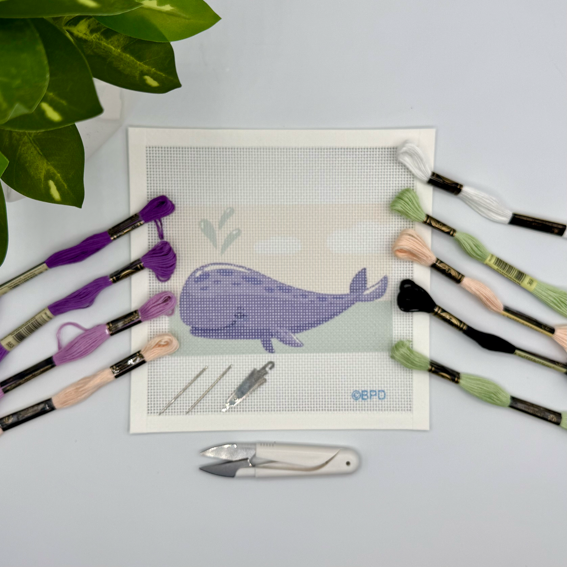 Purple Whale Needlepoint Kit needlepoint Blue Poppy Designs