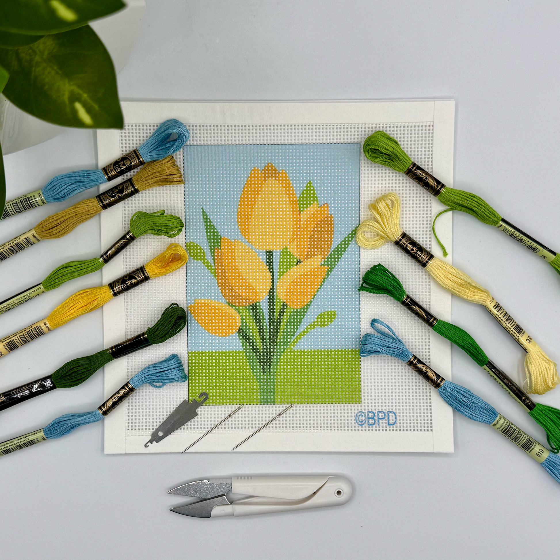 Yellow Tulips Needlepoint Kit needlepoint Blue Poppy Designs