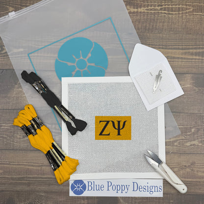 Zeta Psi 3x2 Needlepoint Kit Craft Sewing Kit Blue Poppy Designs