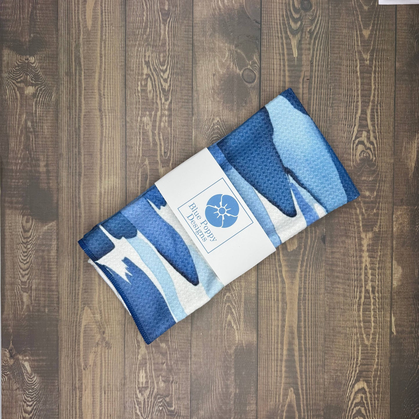 Blue Brushstrokes Waffle Kitchen Towel Tea Towel Blue Poppy Designs