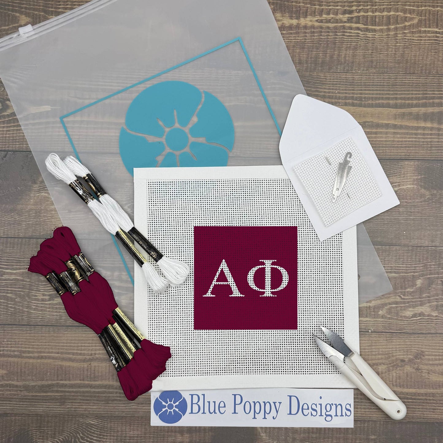 Alpha Phi 4x4 Needlepoint Kit Craft Sewing Kit Blue Poppy Designs