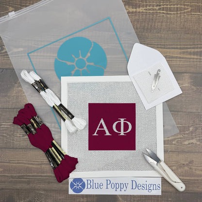 Alpha Phi 4x4 Needlepoint Kit Craft Sewing Kit Blue Poppy Designs