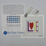 LOVE Needlepoint Kit Embroidery/Cross Stitch Supplies Blue Poppy Designs