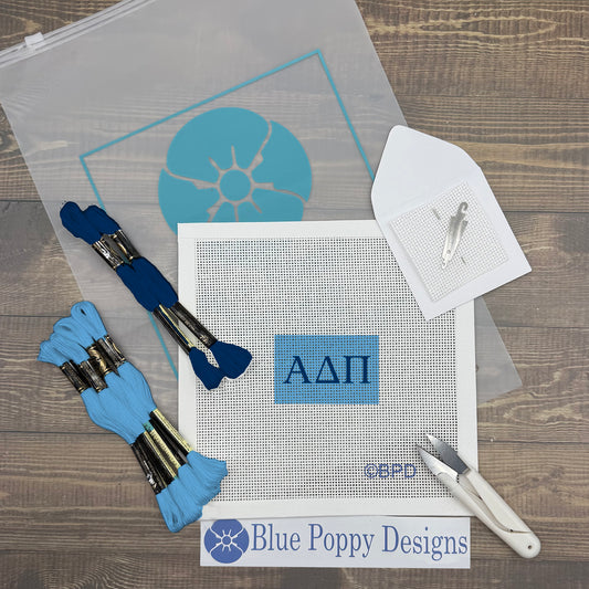 Alpha Delta Pi 3x2 Needlepoint Kit Craft Sewing Kit Blue Poppy Designs