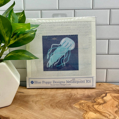Jellyfish Needlepoint Kit Embroidery/Cross Stitch Supplies Blue Poppy Designs