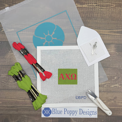 Alpha Chi Omega 2x2 Needlepoint Kit Craft Sewing Kit Blue Poppy Designs