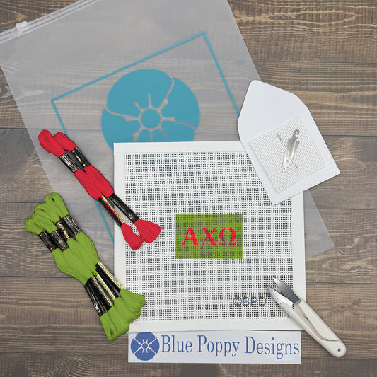 Alpha Chi Omega 3x2 Needlepoint Kit Craft Sewing Kit Blue Poppy Designs