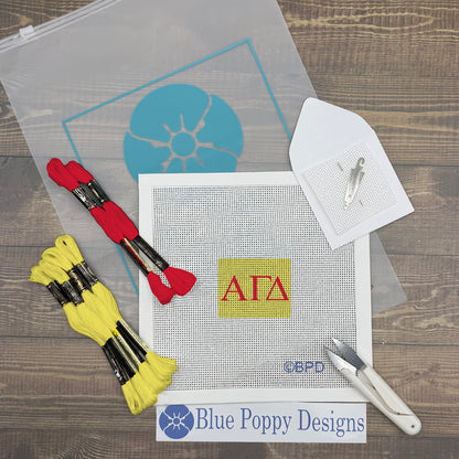 Alpha Gamma Delta 2x2 Needlepoint Kit Craft Sewing Kit Blue Poppy Designs