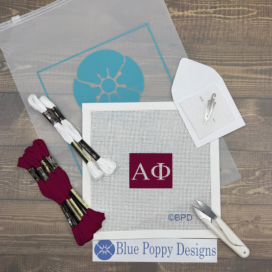Alpha Phi 2x2 Needlepoint Kit Craft Sewing Kit Blue Poppy Designs