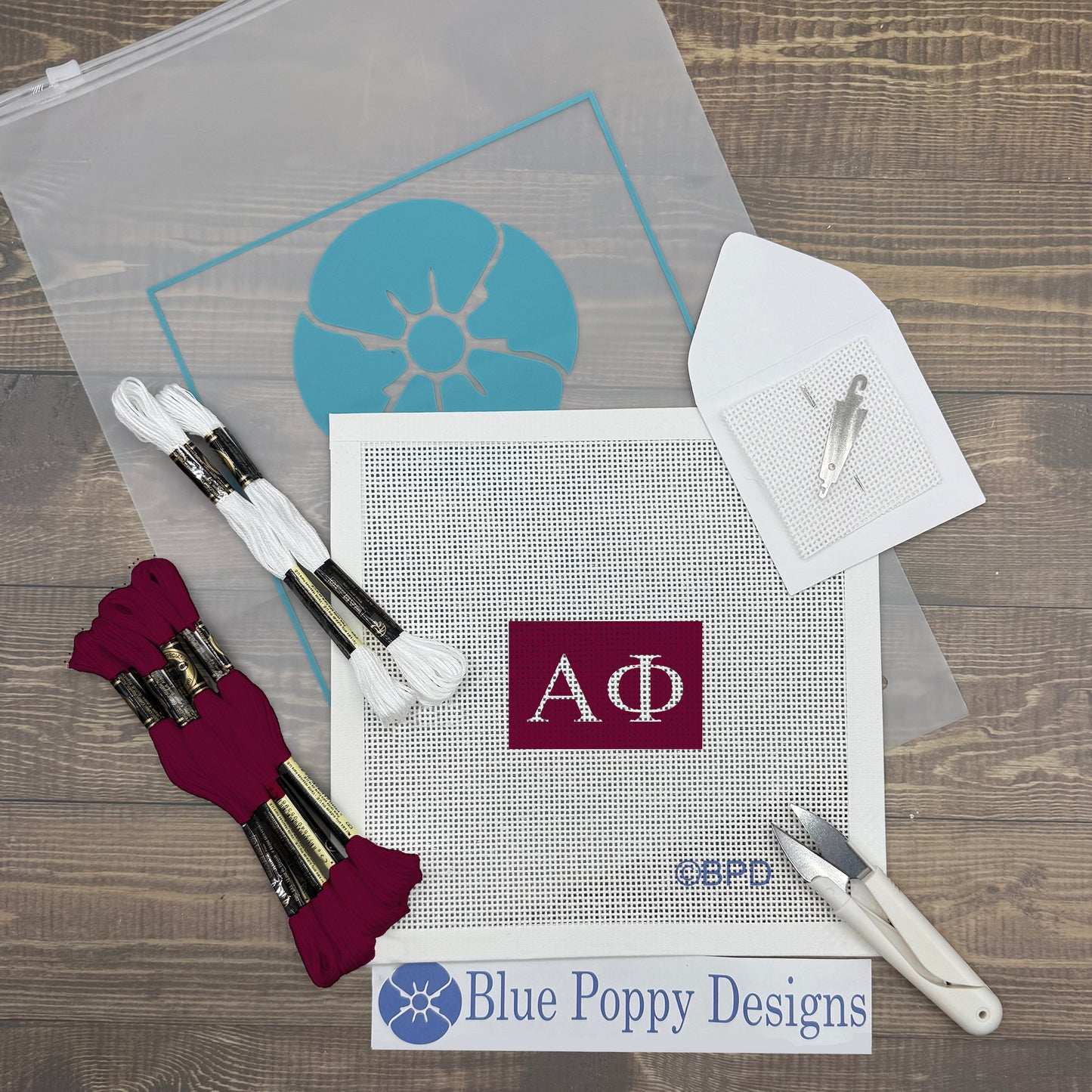 Alpha Phi 3x2 Needlepoint Kit Craft Sewing Kit Blue Poppy Designs