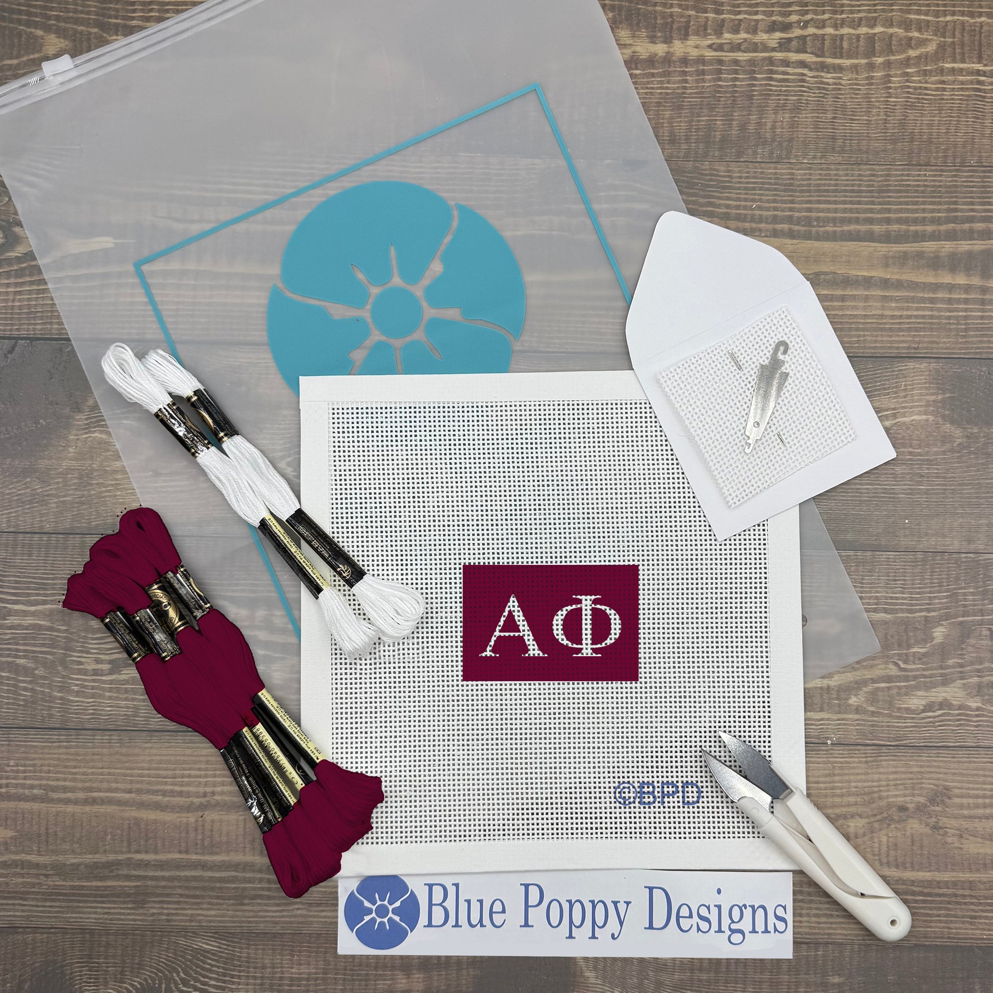 Alpha Phi 3x2 Needlepoint Kit Craft Sewing Kit Blue Poppy Designs