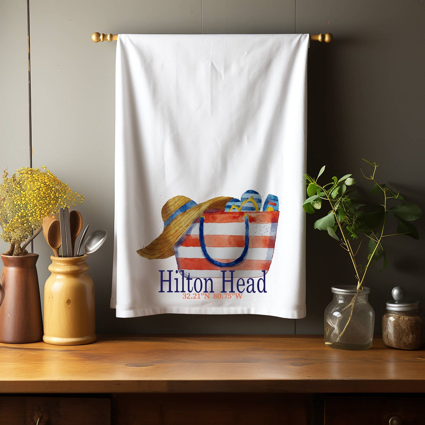 Beach Bag D Kitchen Towel Tea Towel Blue Poppy Designs