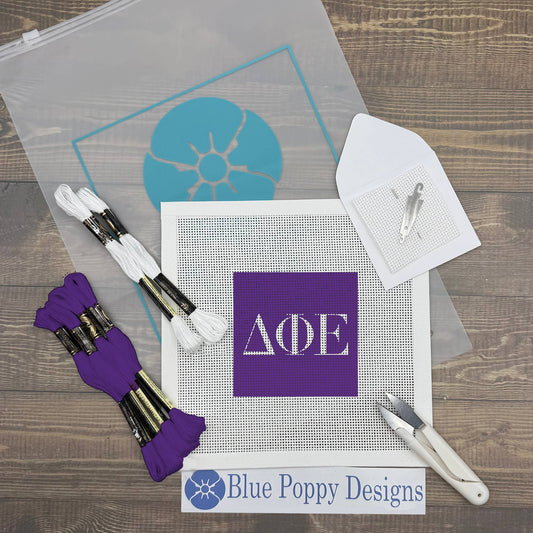 Delta Phi Epsilon 4x4 Needlepoint Kit Craft Sewing Kit Blue Poppy Designs
