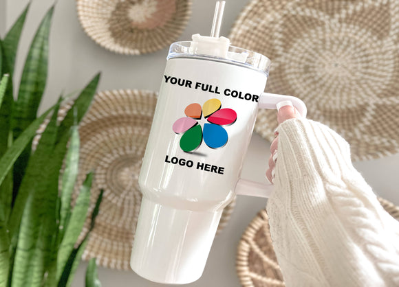 40oz Tumbler - Your Full Color Business Logo or Artwork 120+ Insulated Mug/Tumbler Blue Poppy Designs   