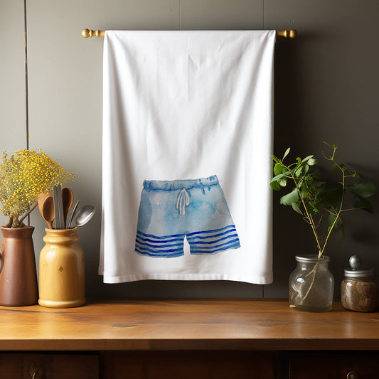 Boys Bathing Suit Kitchen Towel Tea Towel Blue Poppy Designs