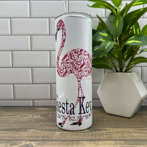 Florida Flamingo 20oz Tumbler-Customize it with your town Insulated Mug/Tumbler Blue Poppy Designs Art Only  