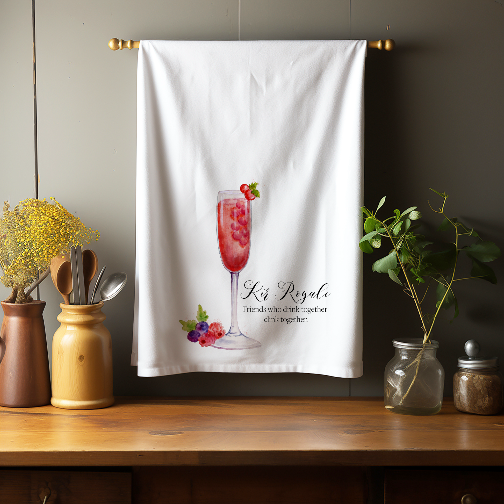 Kir Royale Cocktail Collection Kitchen Towel Kitchen Towel/Dishcloth Blue Poppy Designs   
