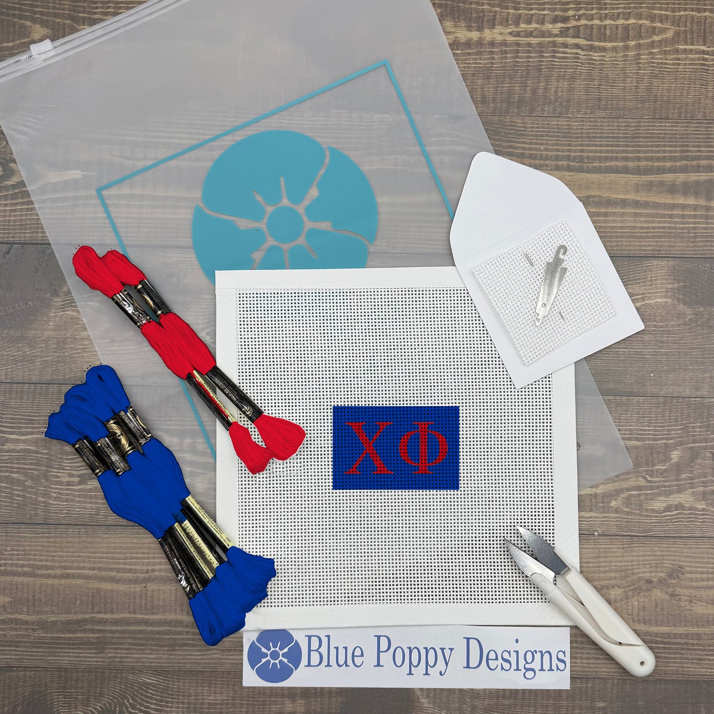Chi Phi 3x2 Needlepoint Kit Craft Sewing Kit Blue Poppy Designs