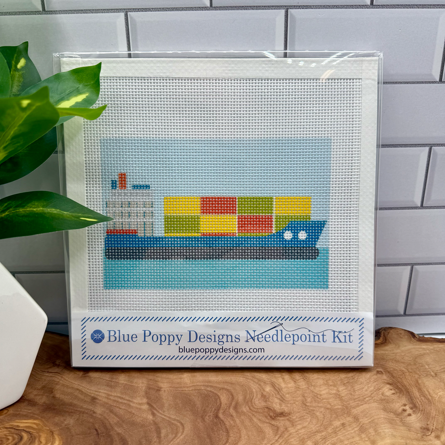 Container Ship Needlepoint Kit needlepoint Blue Poppy Designs