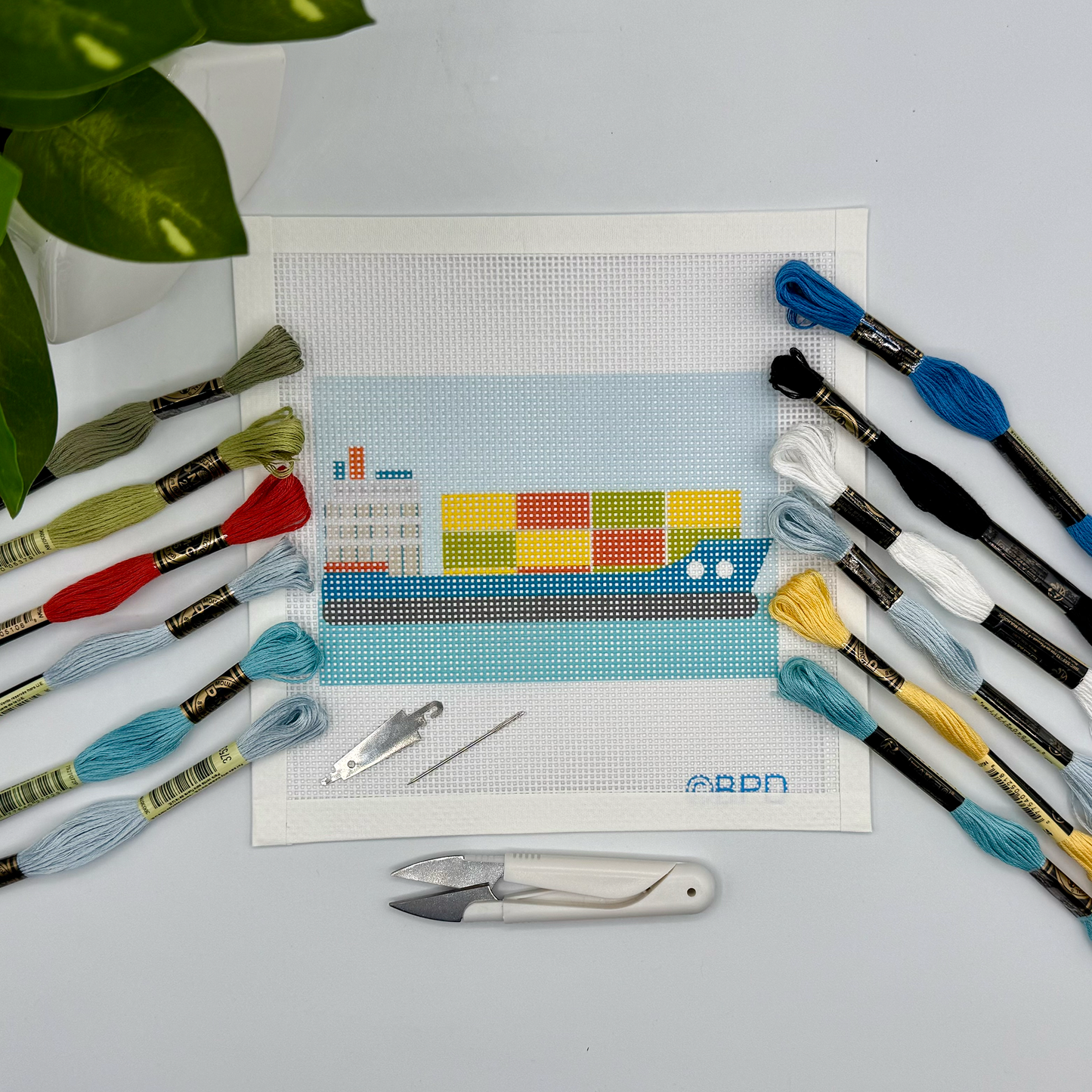 Container Ship Needlepoint Kit needlepoint Blue Poppy Designs