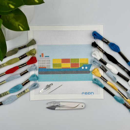 Container Ship Needlepoint Kit needlepoint Blue Poppy Designs