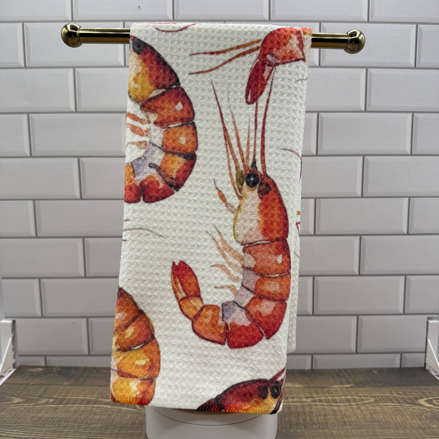 Shrimp Waffle Kitchen Towel Tea Towel Blue Poppy Designs