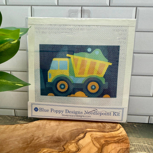 Dump Truck Needlepoint Kit Embroidery/Cross Stitch Supplies Blue Poppy Designs